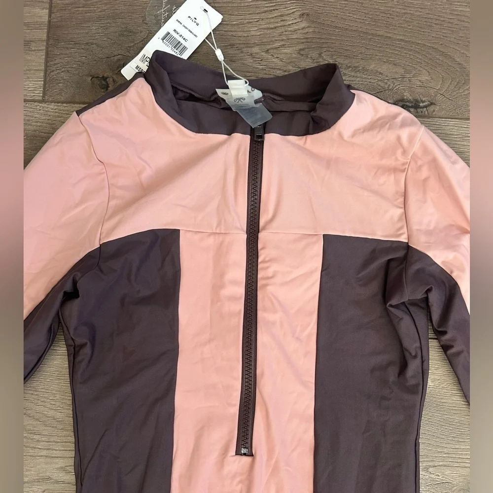 NWT PILYQ Pink and Brown Long Sleeve Bodysuit Size Medium